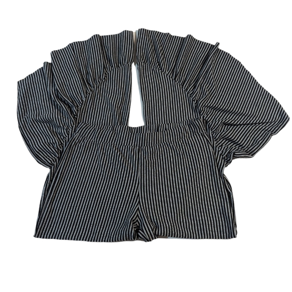 Zara Trafaluc Elastic Waist Pull On Flared Ruffle Pants Size Large